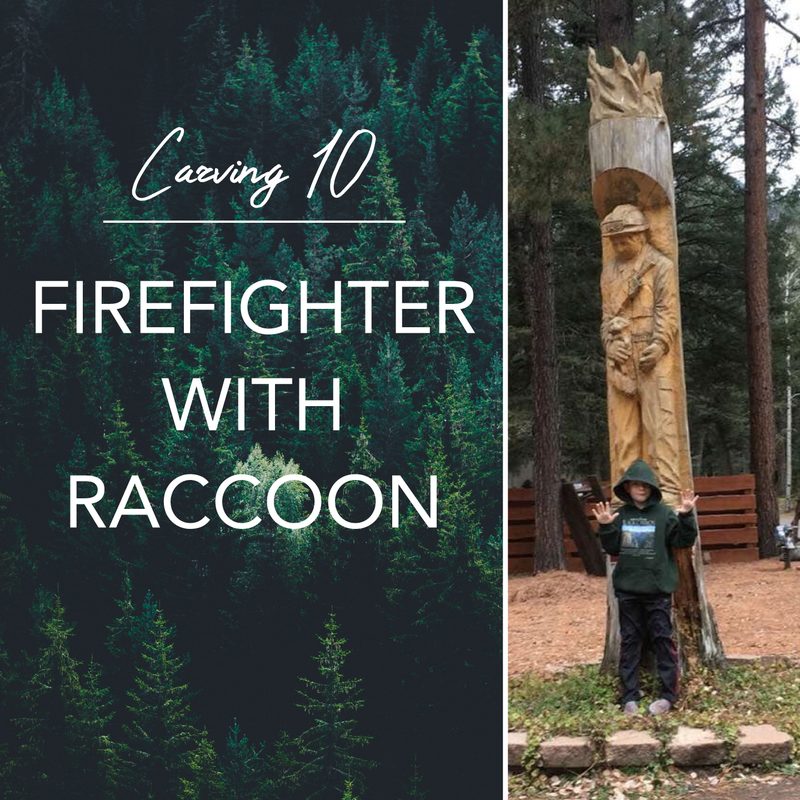 Carving 10: Firefighter with Raccoon