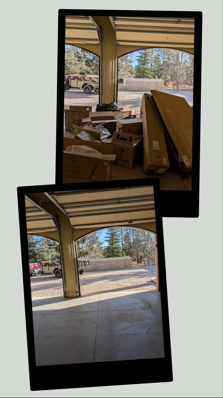 A garage clean-out, before and after, by Junk Genies