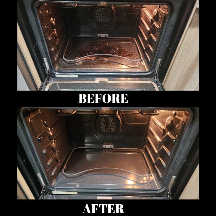 Before and after: an RV oven deep cleaned