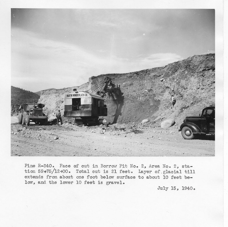 Borrow Pit No. 2 at Vallecito, a 21-foot cut excavated for earth fill for the embankment