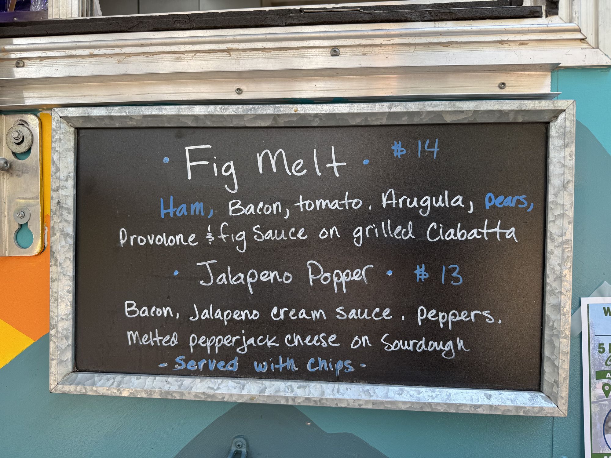 Johnnie's chalkboard specials board