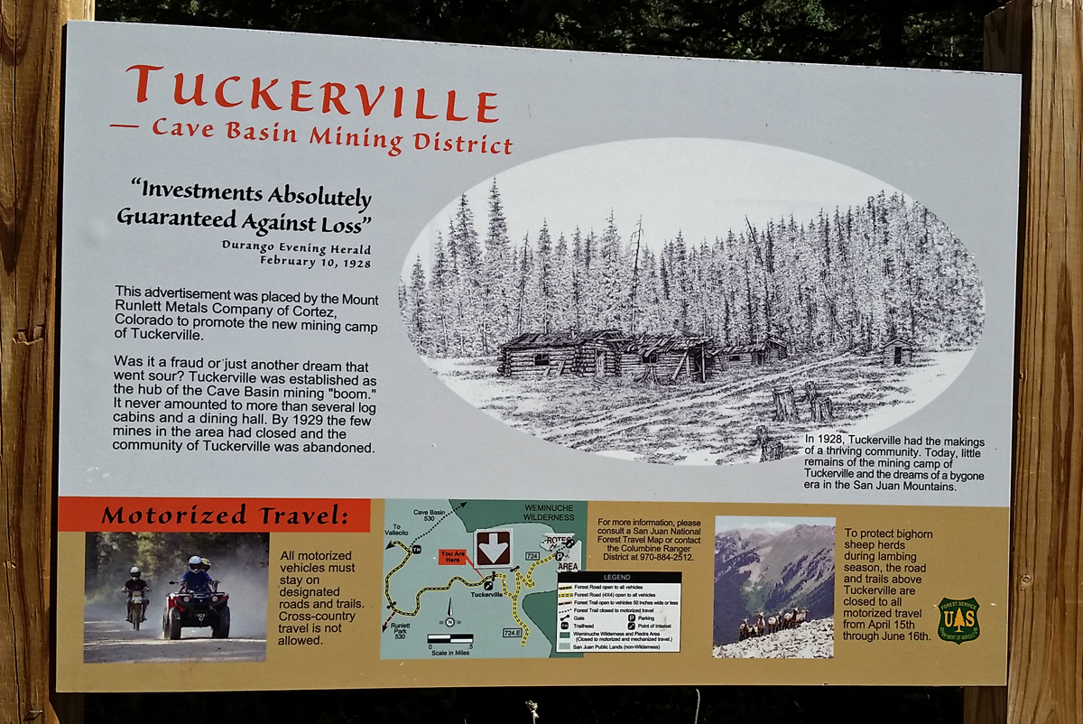 A 1928 Durango Evening Herald advertisement promoting the new mining camp of Tuckerville by the Mount Runlett Metals Company of Cortez